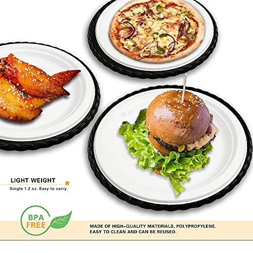 EBIGIC Paper Plate Holders, 8/12/24 Packs 9/10 Inch paper plate holders reusable Black Plastic Heavy Duty supports for Picnic Party Dinner - Image 4