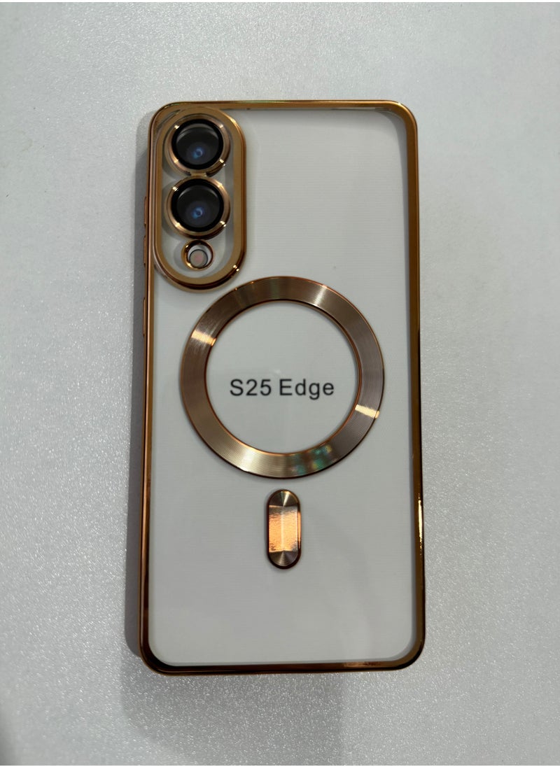 Generic Samsung Galaxy S25 Edge Case, Case for Samsung Galaxy S25 Edge 5G Clear TPU Four Corners Protection Cover Transparent Soft funda, Slim Flexible TPU Airbag Bumper Shock Absorption Rubber Soft Silicone Case Cover Fit for Samsung Galaxy S25 Edge, Wireless Charging Shockproof Bumper Protective Phone Case for Galaxy S25 Edge, Gold  - Image 1