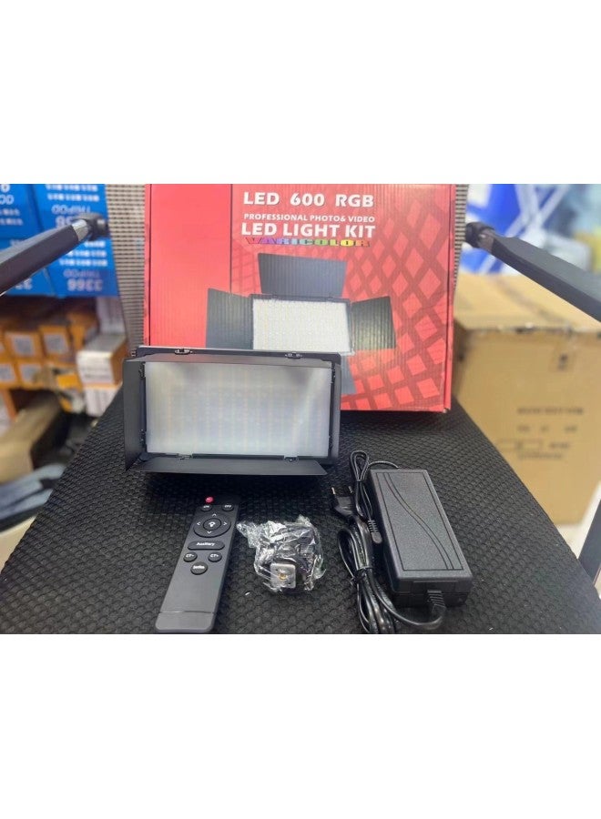 LED800 Camera Fill Light RGB Color Live Light U600 Beauty Wedding Shooting Outdoor Flat Lighting Light-Color Of Light Source:Led600 (rgb+three Color Temperature)+ptz+adapter+remote Control  - Image 1