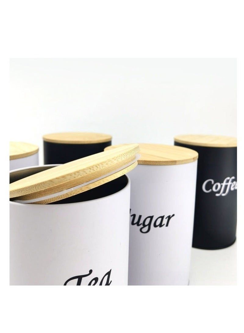 والالا مجموعة مكونة من 3 قطع من الفولاذ المقاوم للصدأ بسعة كبيرة، علبة مطبخ للقهوة، منظم للسكر، صندوق تخزين الشاي، برطمانات تخزين القهوة، مجموعة تخزين حاويات المطبخ مع أغطية من الخيزران - Image 5