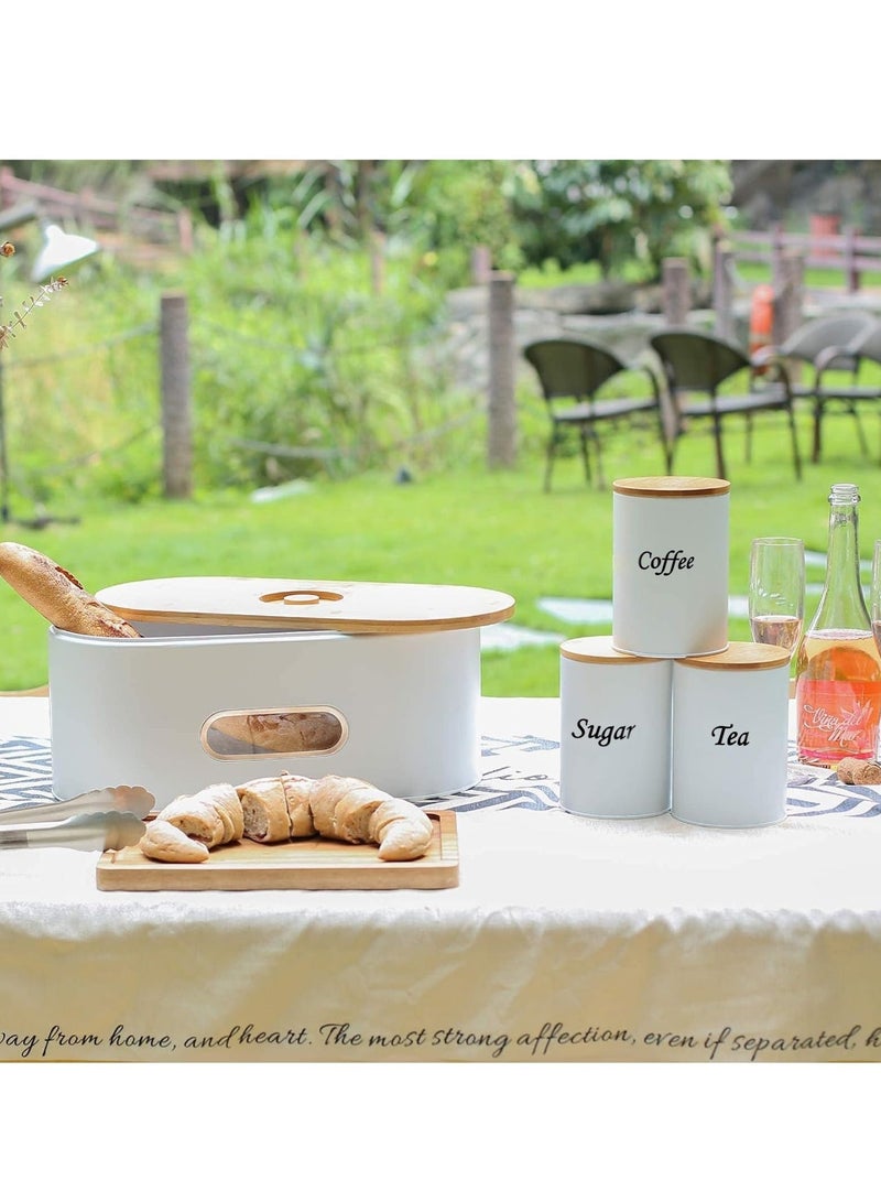 والالا مجموعة مكونة من 3 قطع من الفولاذ المقاوم للصدأ بسعة كبيرة، علبة مطبخ للقهوة، منظم للسكر، صندوق تخزين الشاي، برطمانات تخزين القهوة، مجموعة تخزين حاويات المطبخ مع أغطية من الخيزران - Image 3