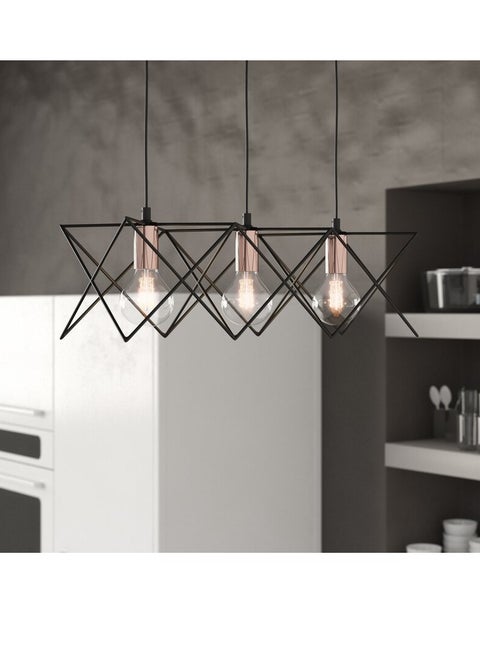 Triple Star  Fit Line Chandelier  - Black