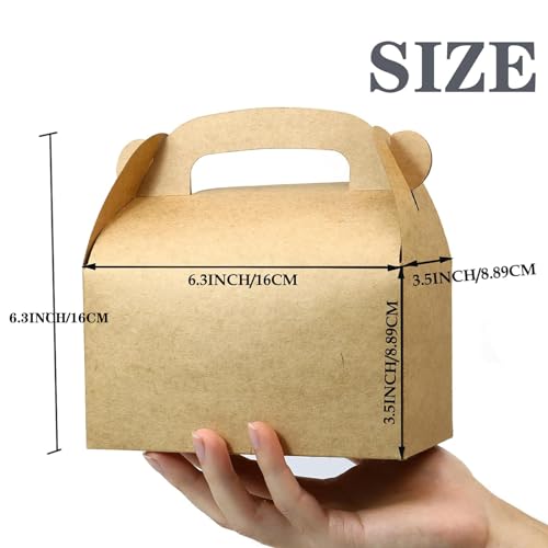 Oletx 24-Pack Brown Party Favor Treat Boxes, Goodie Gable Paper Gift Boxes with Handles. Perfect for Birthday, Babyshower, and Any Fun Party - Image 4