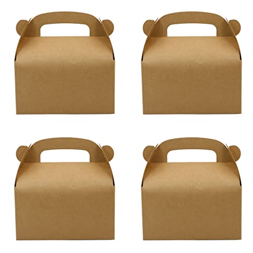 Oletx 24-Pack Brown Party Favor Treat Boxes, Goodie Gable Paper Gift Boxes with Handles. Perfect for Birthday, Babyshower, and Any Fun Party - Image 1