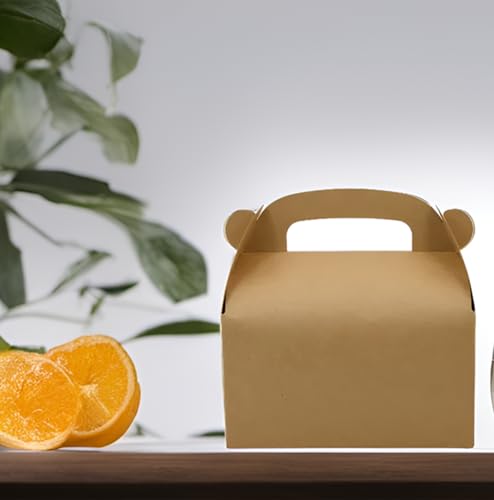 Oletx 24-Pack Brown Party Favor Treat Boxes, Goodie Gable Paper Gift Boxes with Handles. Perfect for Birthday, Babyshower, and Any Fun Party - Image 2