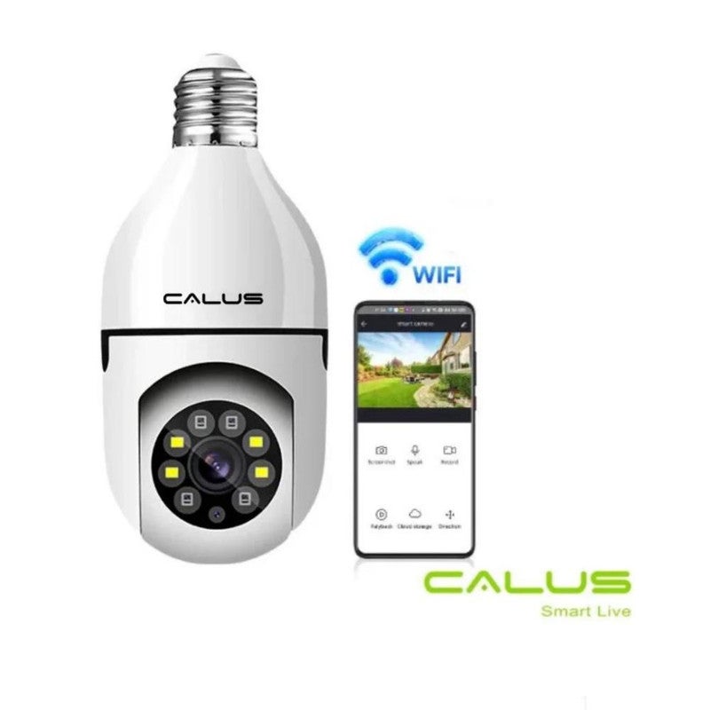 CALUS CALUS Smart Light Bulb Security Camera 1080p Full Ptz Panoramic View Color Night Vision Motion Detection