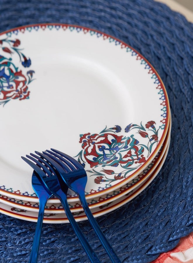 Karaca طقم أكواب شاي تركية وطبق مقبلات من كاراجا نكاس مكون من 18 قطعة لـ 6 أشخاص - أطباق حلوى ملونة (7.4 بوصة)، أكواب شاي تركية صغيرة مع صحون - أكواب شاي زجاجية وطقم أطباق خزفية - Image 5