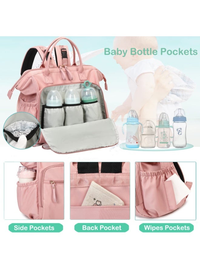 LEFAFA Small Diaper Bag Backpack, Stylish Quilted Waterproof Baby Backpacks, Mini Maternity Bags with Insulated Pockets and Stroller Buckle, Woven Baby Bag for Travel Work - Image 3