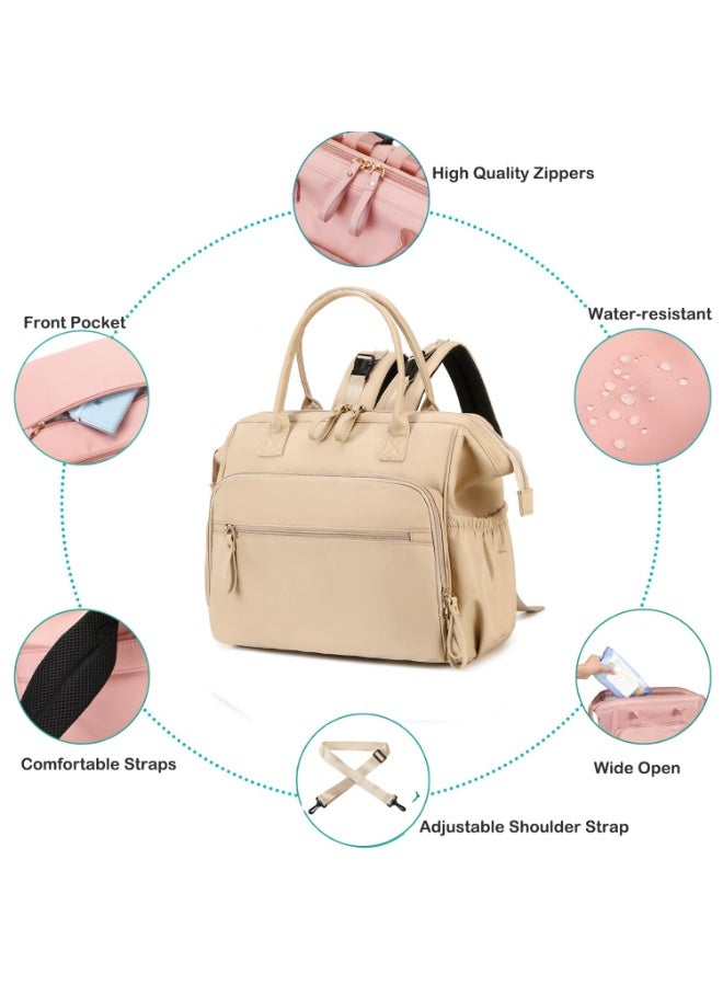 LEFAFA Small Diaper Bag Backpack, Stylish Quilted Waterproof Baby Backpacks, Mini Maternity Bags with Insulated Pockets and Stroller Buckle, Woven Baby Bag for Travel Work - Image 4