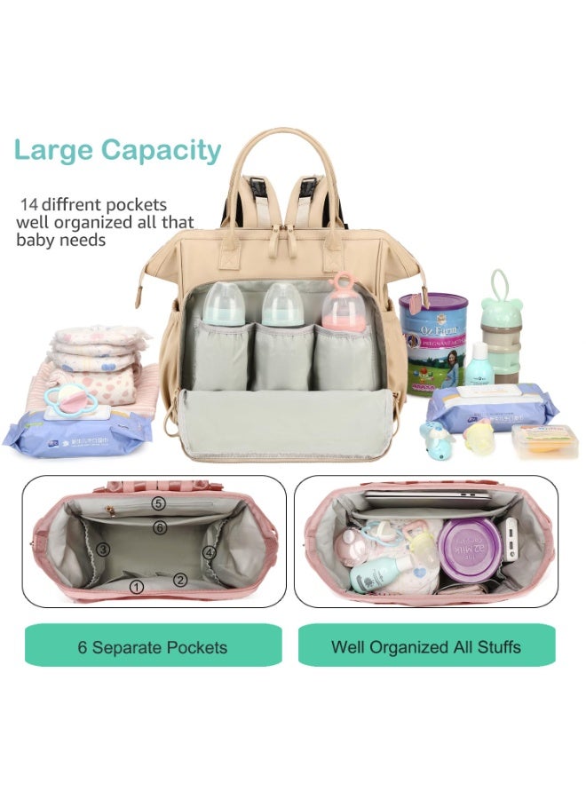LEFAFA Small Diaper Bag Backpack, Stylish Quilted Waterproof Baby Backpacks, Mini Maternity Bags with Insulated Pockets and Stroller Buckle, Woven Baby Bag for Travel Work - Image 2