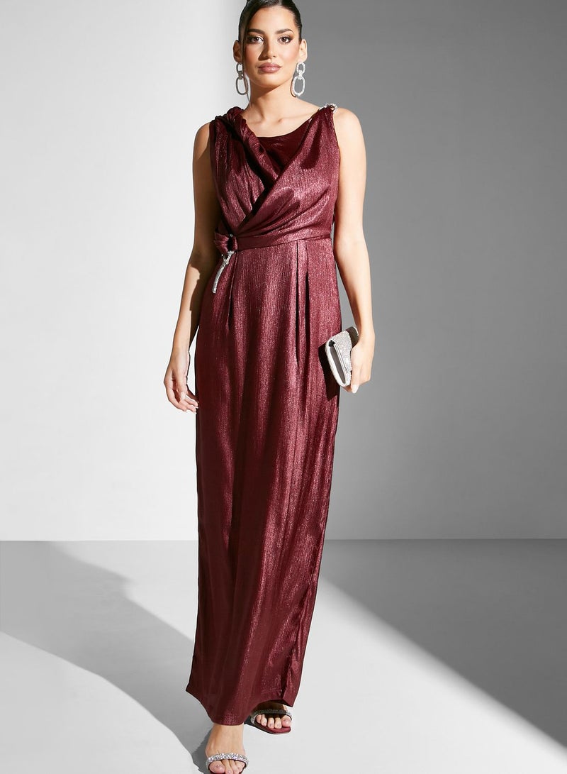 Namshi x Draped Metallic Gown Dress  - Image 5