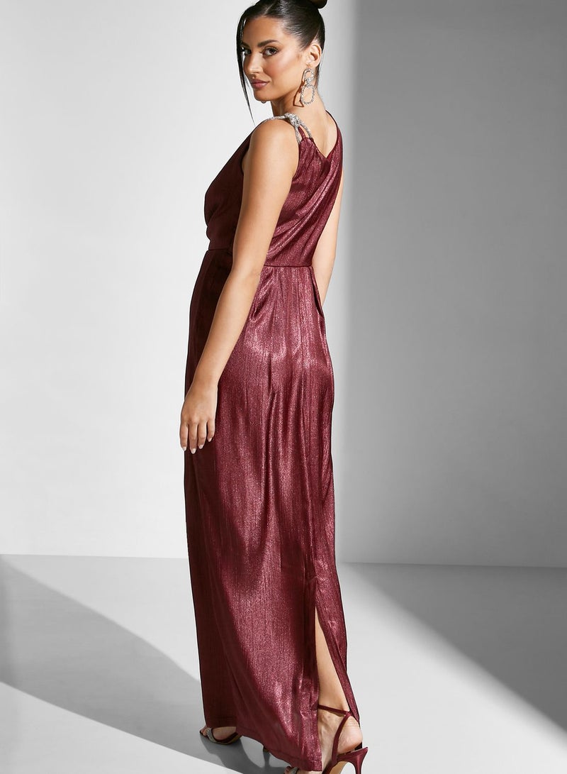 Namshi x Draped Metallic Gown Dress  - Image 2