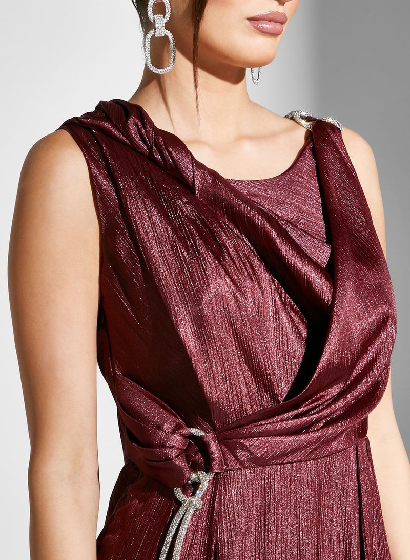 Namshi x Draped Metallic Gown Dress  - Image 3