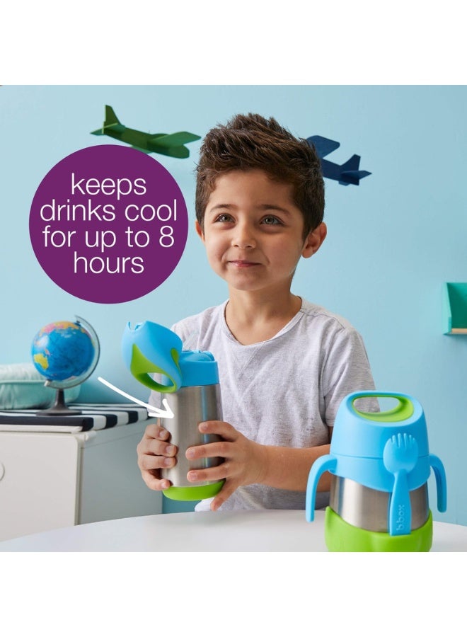 B.Box Insulated Drink Bottle with Straw | Stainless Steel Water Bottle for Babies & Kids 12+ Months | Push Button Lid | BPA-Free | Keeps Drinks Cold or Warm | 350ml (12 fl oz)-Blue blaze - Image 2