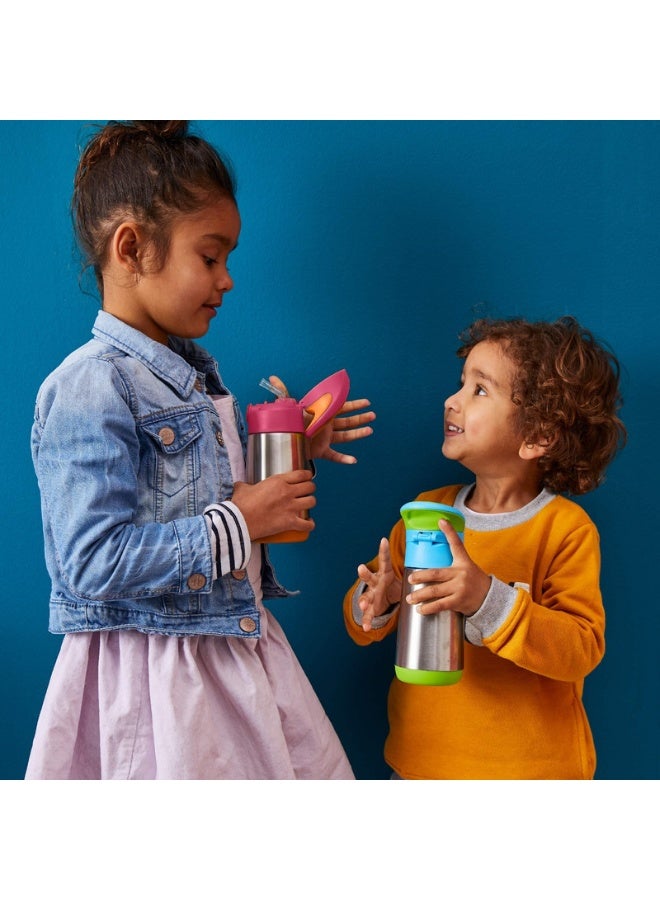 B.Box Insulated Drink Bottle with Straw | Stainless Steel Water Bottle for Babies & Kids 12+ Months | Push Button Lid | BPA-Free | Keeps Drinks Cold or Warm | 350ml (12 fl oz)-Blue blaze - Image 3