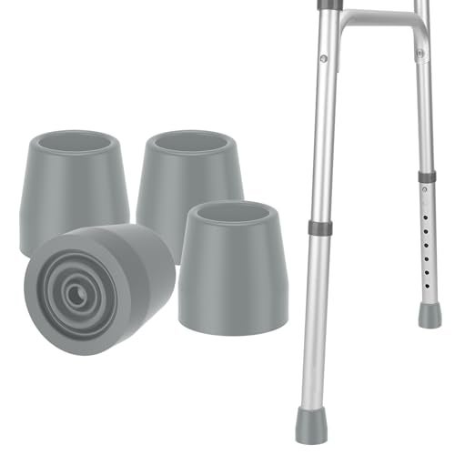 MFE 4Pack Walker Tips Universal Walker Tips with SkidResistant Traction and Easy Installation Premium Rubber Attachments for Standard Walkers and Commodes 1 and 18 inch Grey - Image 2