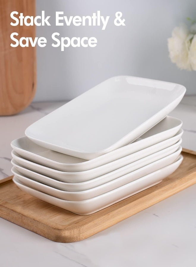 AKDC Delling 8 In Ultralight Porcelain Serving Platter/Plates, Fillet Small Serving Dishes For Fruit, Salad, Dessert And More [Microwave Oven And Dishwasher Safe] - Set Of 6, White - Image 1