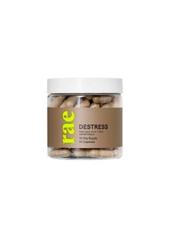 Wellness DeStress Capsules - Natural Stress Support Supplement with GABA, L-Tyrosine, Ashwagandha and Rhodiola - Vegan, Non-GMO, Gluten-Free - 60 Caps (30 Servings)