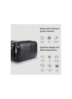 HAMMONDS FLYCATCHER HAMMONDS FLYCATCHER Genuine Leather Toiletry Bag For Men And Women - Travel Organizer With Multiple Compartments, Black Kit Bag For Shaving, Toiletries, And Grooming - Shaving Kit Bag For Men, 13.5 Cm  - Image 2