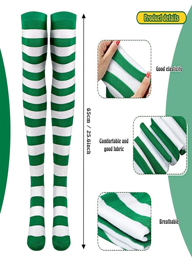 Sintege 9 Pcs Green Alien Headband Costume Set Green Eyeball Boppers Props Green Tutu Skirt Green Long Striped Socks Beaded Necklace for Halloween Dress up Party Supplies - Image 5