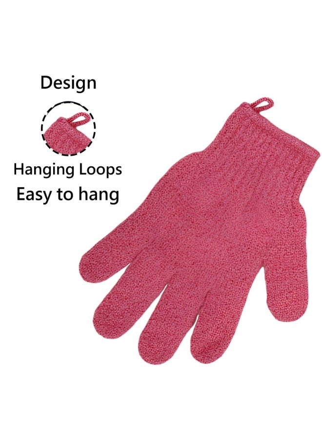 Chabeia 1Pair Exfoliating Gloves, Bath and Body Exfoliator Mitts, Scrubs Away Ingrown Hair and Dead Skin, for Shower, Spa, Massage and Dead Skin Cell Remover Loofah（Pink） - Image 4