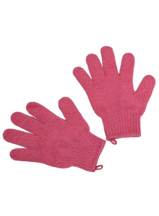 Chabeia 1Pair Exfoliating Gloves, Bath and Body Exfoliator Mitts, Scrubs Away Ingrown Hair and Dead Skin, for Shower, Spa, Massage and Dead Skin Cell Remover Loofah（Pink） - Image 1