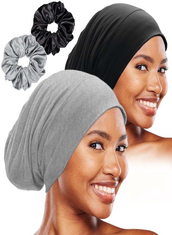 vidsel Sleep Cap Bonnet for Sleeping Black Women, Adjustable Cooling Ice Silk Lined Bonnet for Curly Braids Hair Cover Beanie Hat - Image 1