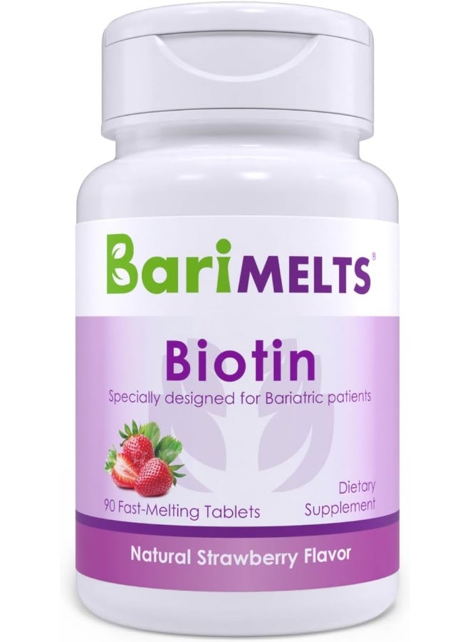 BariMelts Biotin, Dissolvable Bariatric Vitamins, Natural Strawberry Flavor, 90 Fast Melting Tablets - Image 1