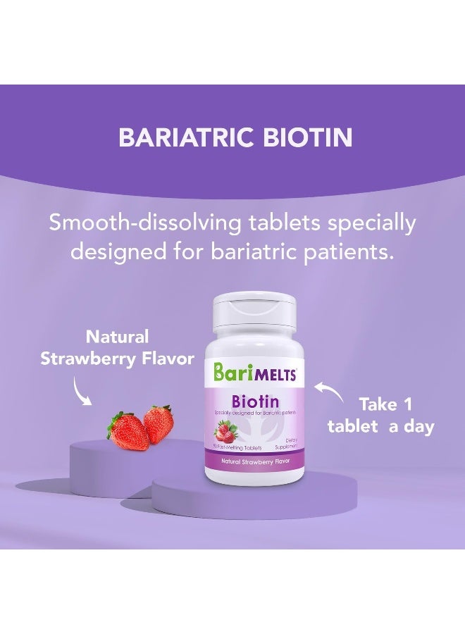 BariMelts Biotin, Dissolvable Bariatric Vitamins, Natural Strawberry Flavor, 90 Fast Melting Tablets - Image 3