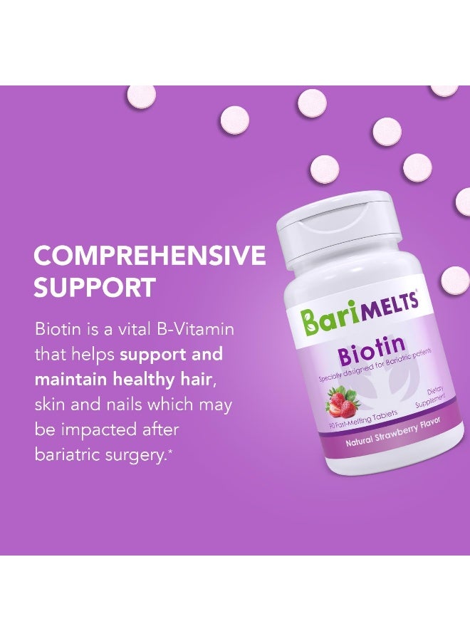 BariMelts Biotin, Dissolvable Bariatric Vitamins, Natural Strawberry Flavor, 90 Fast Melting Tablets - Image 2