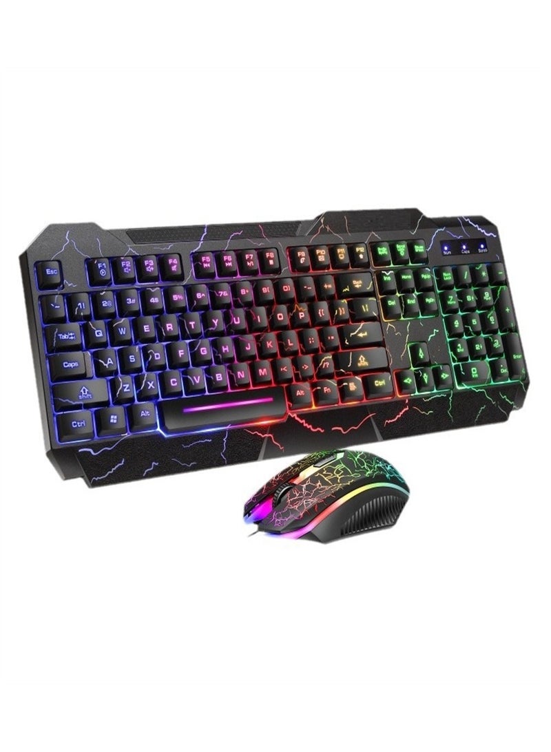 Crackle Word Wired Luminous Keyboard And Mouse Set  - Image 1