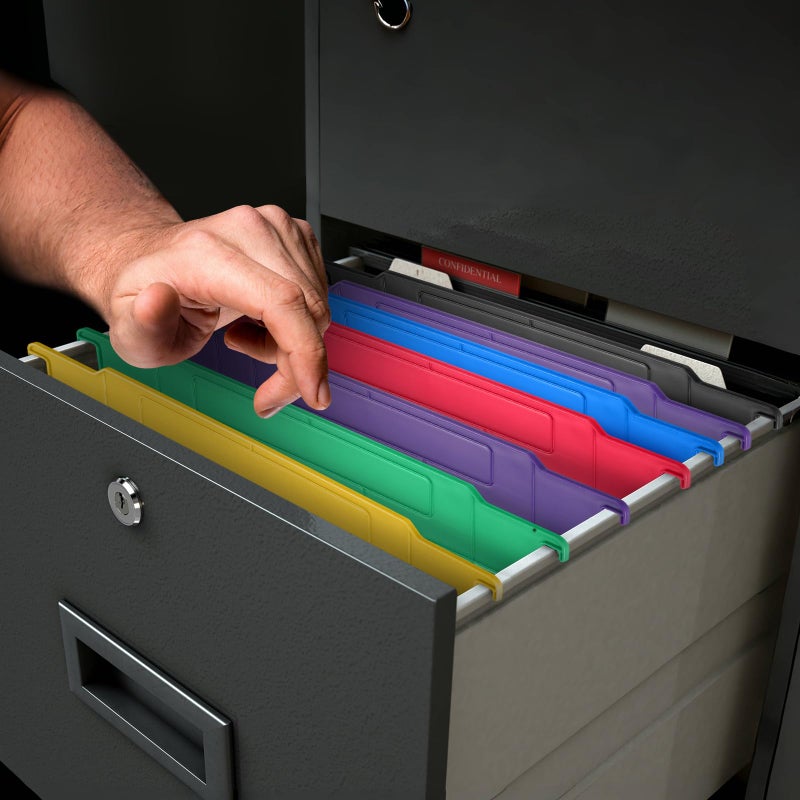 Watersay 6 Pack File and Folder Dividers 11 x 6 Inches Hanging Filing Cabinet Dividers Plastic Folder Organizer Insertable File Separators Office Filing Supplies for Organization (Multicolor) - Image 2
