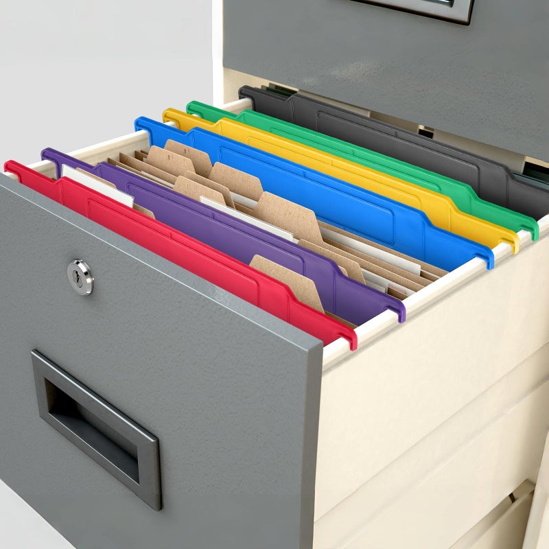 Watersay 6 Pack File and Folder Dividers 11 x 6 Inches Hanging Filing Cabinet Dividers Plastic Folder Organizer Insertable File Separators Office Filing Supplies for Organization (Multicolor) - Image 5