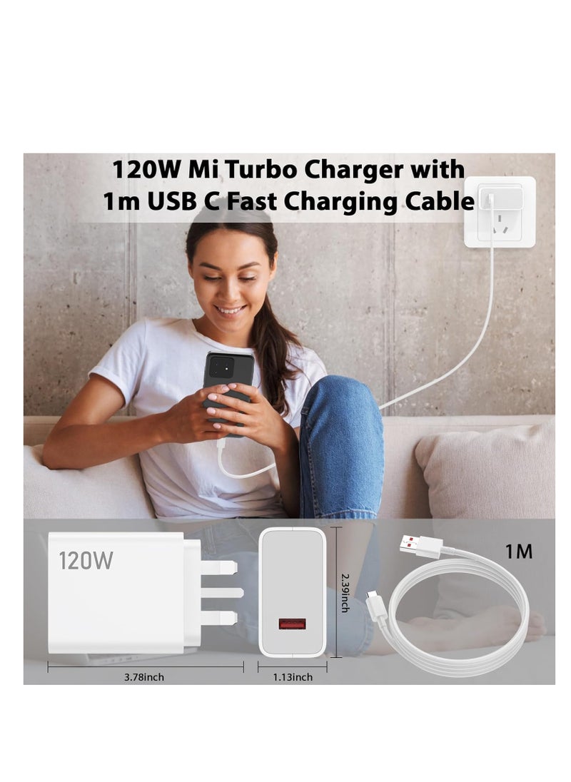Generic - 120W Fast Charger and Cable for Xiaomi, 3A/1M 120W Charge Cable, UK Wall Charge, USB C Cable, Fast Charging for Xiaomi 14 Ultra 13T Pro 13 12T 12 Pro 11T Redmi Note 14 13 12 Pro 11 Mi 11 POCO X6 X5 X7 X4 Gt  Redmi K80 K70 K60 K50 - Image 1