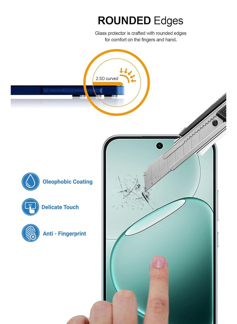 For Oppo A6 Pro - 2 Pack Tempered Glass Screen Protector - Delicate Touch , Higher Transparency , Easy to Install ,Anti-scratch and Bubble-free Screen Protector - Black - Image 4