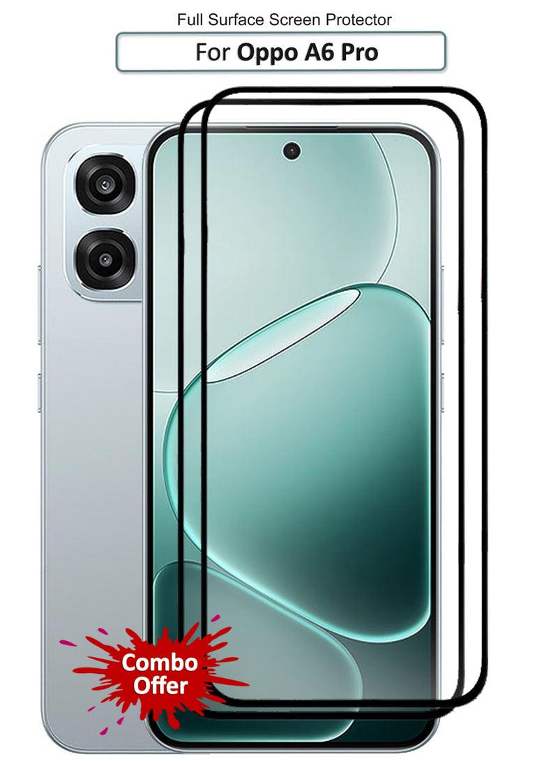 For Oppo A6 Pro - 2 Pack Tempered Glass Screen Protector - Delicate Touch , Higher Transparency , Easy to Install ,Anti-scratch and Bubble-free Screen Protector - Black - Image 1