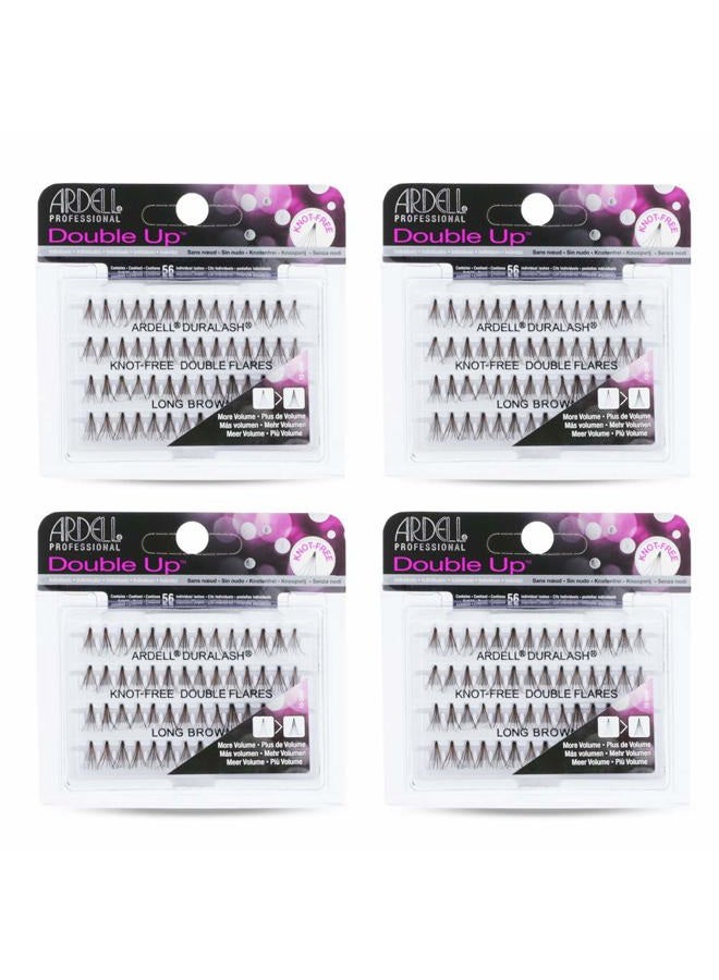 ARDELL Double Up Individuals Lashes - Long Brown DIY Eyelash Extensions, Knot-Free Lash Clusters, Natural Look False Eyelashes, 4 Pack - Image 1