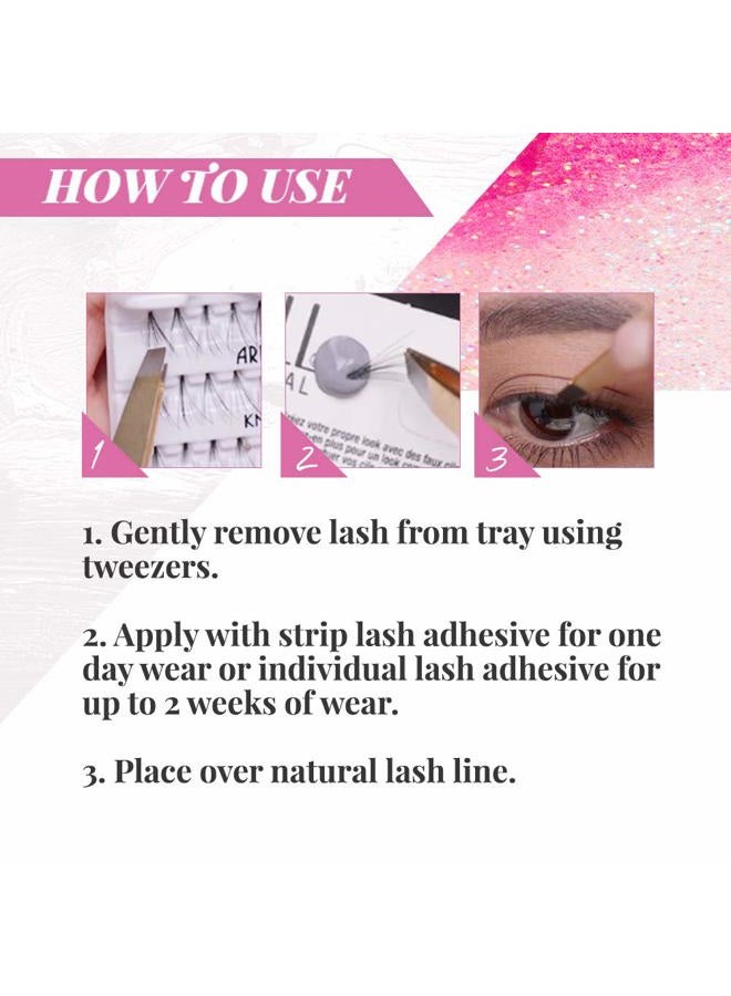 ARDELL Double Up Individuals Lashes - Long Brown DIY Eyelash Extensions, Knot-Free Lash Clusters, Natural Look False Eyelashes, 4 Pack - Image 4