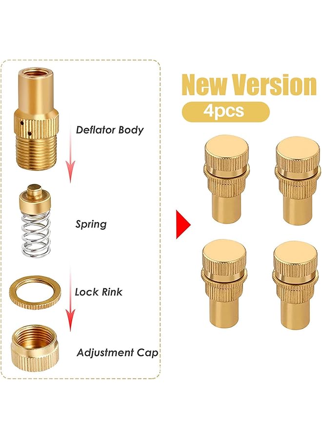 wisfunlly Automatic Tire Deflator,4 Pieces 6-30 Psi Tire Deflator Kit With Valve Caps,Premium Brass Tire Deflator Kit For Jeep, Car, Truck, Motorcycle, And Atv Tires(4 Pack) - Image 2