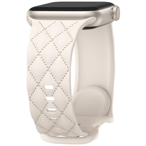Witzon Silicone Band Compatible with Apple Watch Bands for Women 42mm 41mm 40mm 38mm 44mm 45mm 46mm 49mm, Designer Checkered Engraved Bow Soft Sport Strap for iWatch Series 11 10 9 8 7 6 5 4 SE 3 2 1 - Image 1