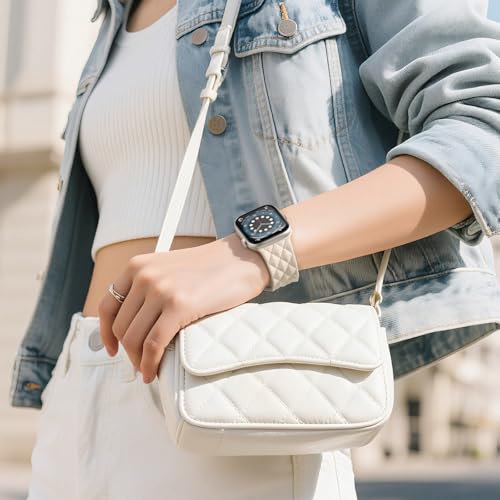 Witzon Silicone Band Compatible with Apple Watch Bands for Women 42mm 41mm 40mm 38mm 44mm 45mm 46mm 49mm, Designer Checkered Engraved Bow Soft Sport Strap for iWatch Series 11 10 9 8 7 6 5 4 SE 3 2 1 - Image 2