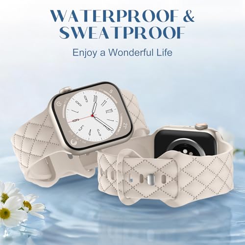 Witzon Silicone Band Compatible with Apple Watch Bands for Women 42mm 41mm 40mm 38mm 44mm 45mm 46mm 49mm, Designer Checkered Engraved Bow Soft Sport Strap for iWatch Series 11 10 9 8 7 6 5 4 SE 3 2 1 - Image 4