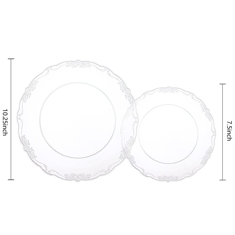 U-QE 60PCS Clear Plastic Plates for Party - Clear Plates Disposable Heavy Duty for Party & Wedding - Image 1
