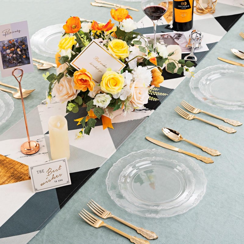 U-QE 60PCS Clear Plastic Plates for Party - Clear Plates Disposable Heavy Duty for Party & Wedding - Image 3