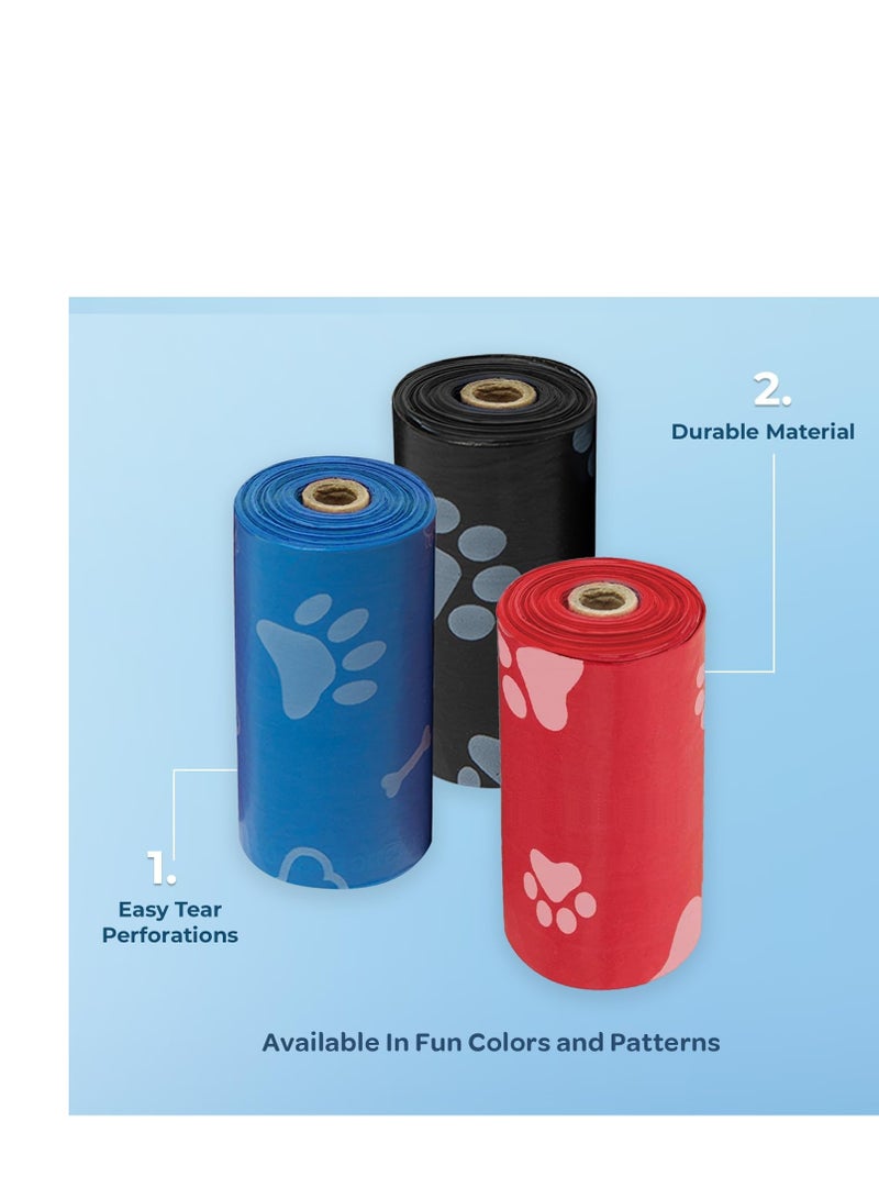 Best Pet Supplies Dog Bags for Waste Refuse Cleanup, Doggy Roll Replacements for Outdoor Puppy Walking and Travel,Leak Proof and Tear Resistant,Thick Plastic, Assorted Colors,5 Count (Pack of 10) - Image 2