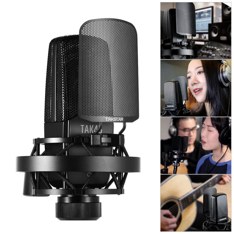 TAKSTAR Professional Microphone 34mm Large Gold Plated Diaphragm High Sensitivity Vocal Recording - Metal Housing Windscreen Noise Reduction Studio Recording Microphone for Live Broadcast - Image 2