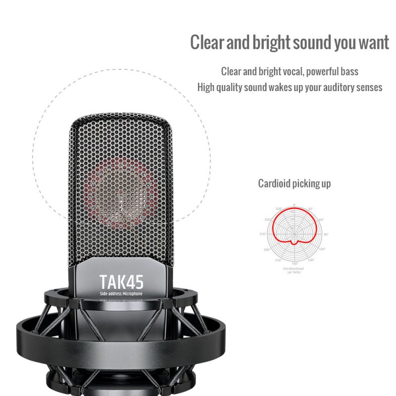 TAKSTAR Professional Microphone 34mm Large Gold Plated Diaphragm High Sensitivity Vocal Recording - Metal Housing Windscreen Noise Reduction Studio Recording Microphone for Live Broadcast - Image 5