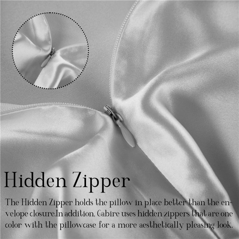 Gabire Mulberry Silk Pillowcase for Hair and Skin Prevent Acne Pillowcase Both Sides Real Silk Pillowcases Organic Silk Pillowcase with Hidden Zipper  Silver Grey  Standard (20""?26"") - Image 4