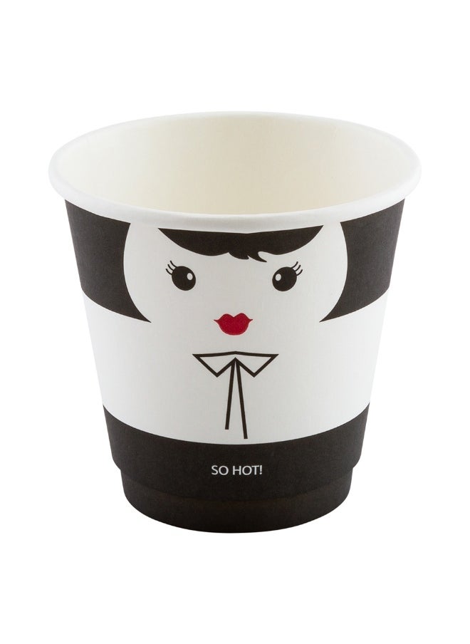 Restaurantware Restaurantware 8 Ounce Paper Cups, Pack of 500 Madame Design Disposable, Leakproof, Recyclable, Black and White Paper Insulated Hot Cups, with Matching Lids Available for Purchase Separately  - Image 1