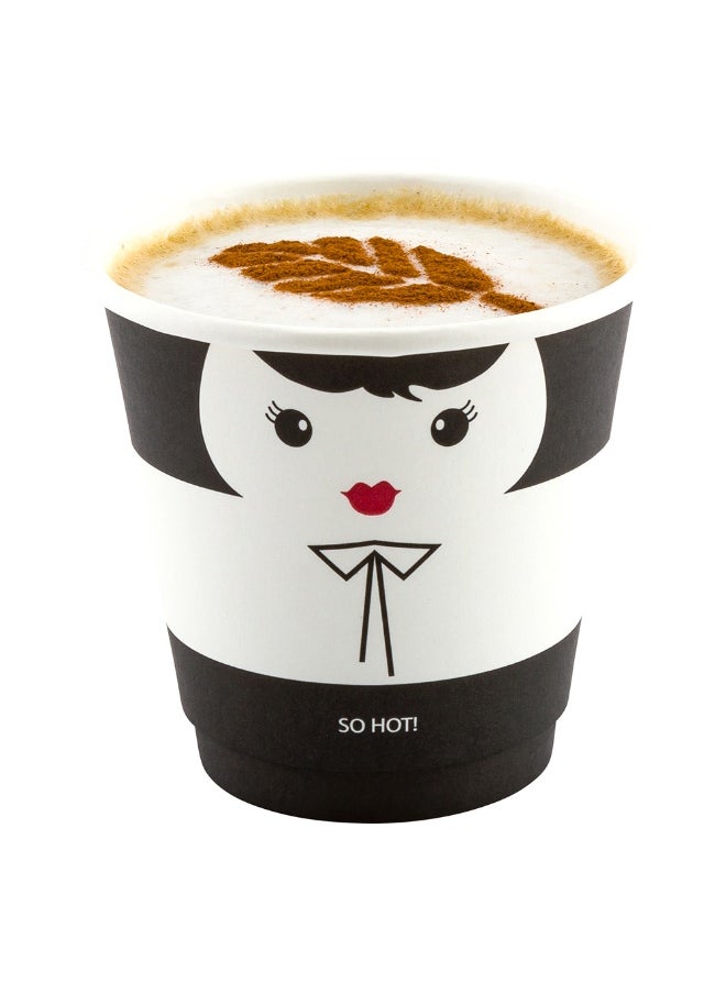 Restaurantware Restaurantware 8 Ounce Paper Cups, Pack of 500 Madame Design Disposable, Leakproof, Recyclable, Black and White Paper Insulated Hot Cups, with Matching Lids Available for Purchase Separately  - Image 2